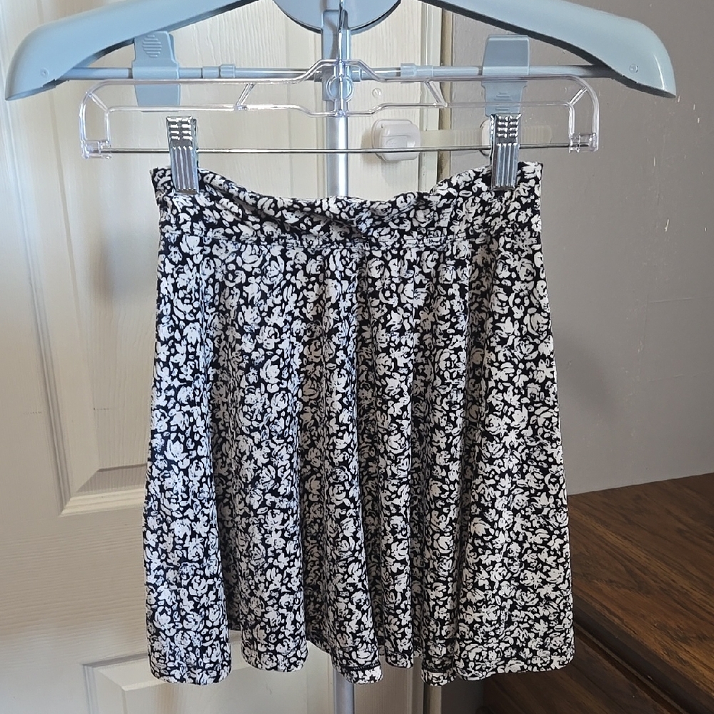 Floral Black and White Mini Skirt Velour Cottagecore